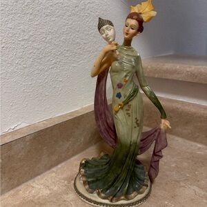 Decorative Green and Purple Lady Figurine - Home Art